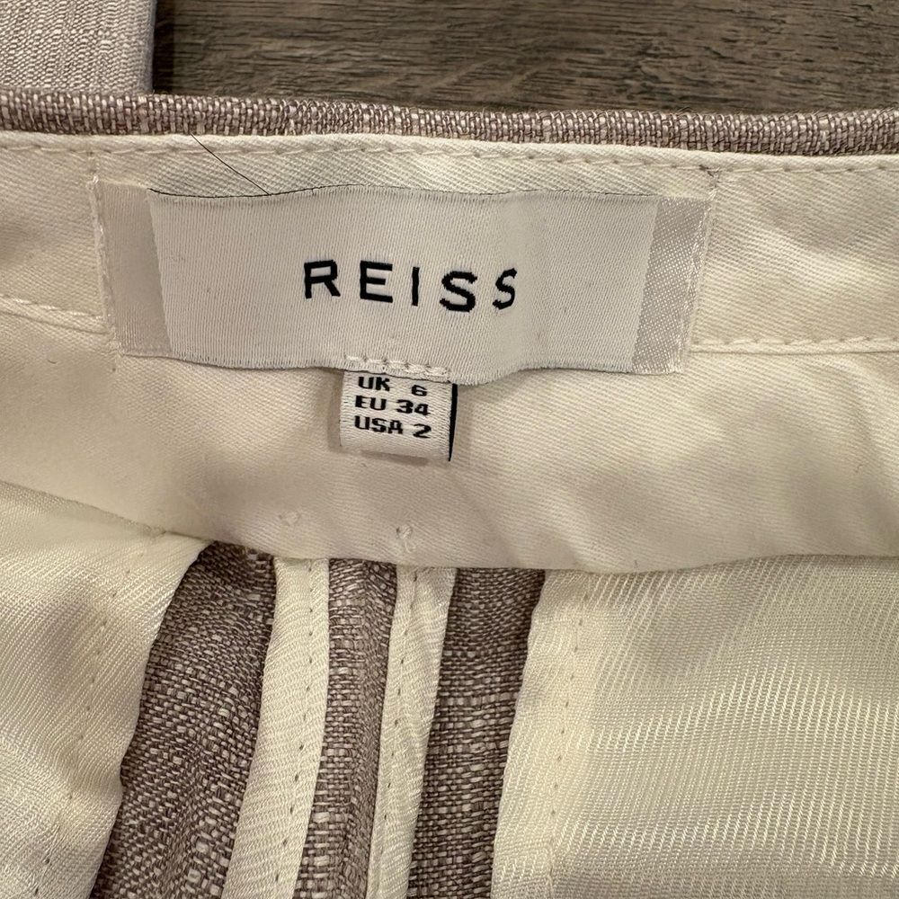 REISS Beige Straight-Leg Trousers - Picture 3 of 4